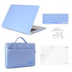 iCasso Compatible with MacBook Pro 13 Inch Case 2012-2015 Release Model A1425/A1502 Bundle 5 in 1, Hard Case, Sleeve, Screen Protector, Keyboard Cover & Dust Plug - Serenity Blue