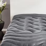 SLEEP ZONE Full Size Cooling Mattress Pad for Double Bed, Premium Zoned Quilted Mattress Topper, Wrap Around Mattress Protector Cover, Machine Wash Durable, Deep Pocket 8-21 inch (Grey, Full)