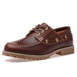 SL-Saint Handmade Men's Classic Boat&Deck Shoes Moc Toe Lace Up Full Grain Leather Comfortable Fashion Casual (Brown, Adult, Men, 9.5, Numeric, UK Footwear Size System, Wide)