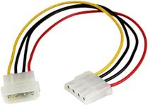 StarTech.com LP4POWEXT12 12-Inch Molex LP4 M/F 4-Pin Power Extension Cable, Multicolor