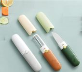 IDELLA Kitchen Knife Peeler Portable Knife for Fruit 2 in 1 Knife and Peeler for Kitchen Travel Knife with case Stainless Steel Bled (Pack of 1) (Multicolor)