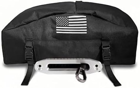 Aethycovi 900D Winch Cover with Flag Pattern, Heavy Duty Winch Waterproof UV Resistant Cover, Indoor/Outdoor Winch Accessories for Electric Winches 8000-13500lbs With Adjustable Band (Black)