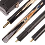Mark Richard Professional 57 60 Inches 3/4 Handmade Snooker Cue Kit with 8.5mm 9.5mm Tip - Hard Case - Telescopic Extension (I2 (57" Length, 9.5mm tip))