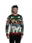 Blizzard Bay Men's Ugly Christmas Sweater Santa, Dune Buggy Green, Small