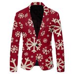 Men's Suits Christmas Snowflake Santa Printed Pocket Lapel Button Suit for Party Single Braested Blazers Pattern Lightweight Pocket Suit Classic Jackets Suits for Men