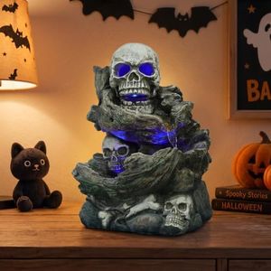 Sunlinua Halloween Desktop Water Fountain with Skull LED Flow