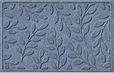 Bungalow Flooring Waterhog Door Mat, 2' x 3', Made in USA, Durable and Decorative Floor Covering, Skid Resistant, Indoor/Outdoor, Water-Trapping, Brittney Leaf Design, Bluestone