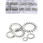 Zaky 300 pieces 304 Stainless Steel External Serrated Lock Washers Assortment Set with Storage Box M2.5 M3 M4 M5 M6 M8 M10 M12 304 Stainless Steel (8 size)