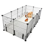 FHTONGE Large Guinea Pig Cage with Bottom Trap, 8 Sq Ft Guinea Pig Playpen with Waterproof C&C Cage Liner, 48x24'' Metal Small Animal Cage Habitat for Hamster Hedgehog Bunny (12 x Cage Panels)