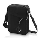 Geebymol Mens Shoulder Bag Nylon and Oxford Crossbody Bag, Messenger Bag with Zipper and Adjustable Strap, Mens Gifts for Fathers Day(Black)