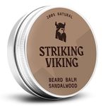 Striking Viking Beard Balm - Mustache & Beard Conditioner Wax With Shea Butter Tea Tree Argan & Jojoba Oils - Sandalwood Beard Wax - Men's Beard Balm - Moustache Balm - Beard Moisturiser Men - Tea Oil