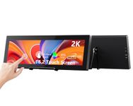 Prechen 16.2'' 2K QHD IPS 2608×720 Touchscreen Secondary Monitor, IPS Stretched Bar LCD Travel Touch Display HDMI USBC, Portable Touch Screen for Laptop Computer Windows Aida64 GPU CPU RAM Monitoring