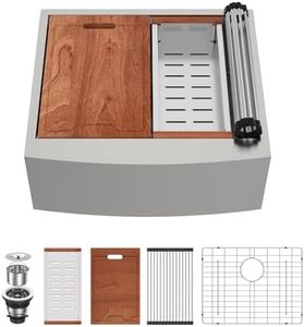 24 Inch Workstation Farmhouse Sink - Lordear 24-inch Curved Apron Front Ledge Workstation 16 Gauge Stainless Steel Deep Single Bowl Kitchen Sink