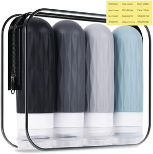 Travel Bottles for Toiletries,TSA Approved Travel Size Toiletries, 3oz Silicone Travel Bottles, Leak-Proof Refillable Refillable Travel Toiletries Containers Kits (Gray, 90ml/3oz)