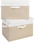 GRANNY SAYS Storage Boxes with Lids, Decorative Storage Bins, Storage Baskets for Shelves, Clothes Storage and Organization, Toy Storage, Linen Closet Storage, White/Khaki, 2-Pack