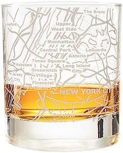 Greenline Goods Whiskey Glasses - 10 Oz Tumbler for New York Lovers (Single Glass) - Etched with New York Map - Old Fashioned Rocks Glass