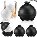 Ice Cube Moulds, 4 Pack Star Wars Large Ice Ball Maker with Leak Proof Lid, Death Star Silicone Round Ice Cube Ball Mould Easy Release BPA Free, Sphere Ice Cube Tray for Freezer Whiskey, Gin,Cocktails