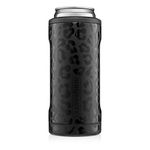 BrüMate Hopsulator Slim Can Cooler Insulated for 12oz Slim Cans | Skinny Can Insulated Stainless Steel Drink Holder for Hard Seltzer, Beer, Soda, and Energy Drinks (Onyx Leopard)