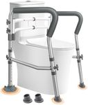 DePango Toilet Safety Rails, Adjustable Handicap Toilet Seat with Handles Over Toilet, Sturdy Toilet Handles for Elderly and Disabled, Stable Toilet Safety Support Rails Frame with Arms for Seniors