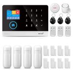 PGST WiFi + 2G Wireless Home Burglar Alarm System Kit. Tuya Smartlife APP Amazon Alexa, Security Alarm with Siren Window Door sensor Motion Detector RFID