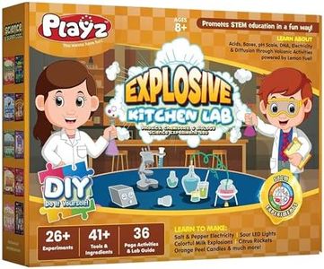Explosive Kitchen Lab 26+ Physics, Chemistry & Biology Science Experiments Set - Make Salt & Pepper Electricity, Sour LED Lights, Colourful Milk Explosions, Citrus Rockets, & Orange Peel Candles