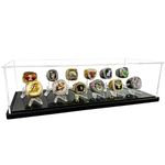 Championship Ring Display Case, 12 Ring Posts Baseball Ring Display Case,Ring Rack Display Gifts for Casino Poker Chip Collectibles Include 12 pcs Holder