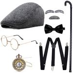 1920s Men Costume Gatsby Accessories Newsboy Hat Cap for Men Gatsby Hat for Men 1920s Costume Accessories (Dark Gray)