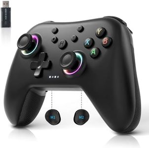 AceGamer Aurora Generation 2.4G Wireless Bluetooth Controller for PC/Android/Switch/iOS/Steam Deck with Linear Motors, Hall Joysticks and RGB Light- Upgraded PC Gaming Controller and Back Buttons Lock (Black)
