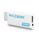 Wii to HDMI Converter, Vultic Wii to HDMI Adapter 1080P 720P Output Video 3.5mm Jack Audio Supports All Wii Display Models (White)