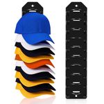 2 Pack Hat Organizer for Baseball Caps, Hat Rack for Wall Hold Up to 20 Hats Wall Mounted Hat Hooks Cap Holder Hat Hanger for Door Closet Hat Storage Display (Black)