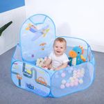 BabyGo Kids Activity Basketball Aeroplane Ball Pool for Kids, Play Tent House for 2+ Year Old Girls and Boys, Ball Pit for Kid, Spacious, Lightweight, Portable & Easy to Set Up (Blue) (No Balls)