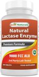 Best Naturals Lactose Intolerance Relief Tablets with Natural Lactase Enzyme, Fast Acting High Potency Lactase, 9000 FCC ALU, 180 Count