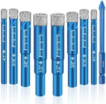 9 Pack Premium Diamond Drill Bit Set - Versatile Tools for Precise Drilling on Porcelain, Ceramic, Glass, Marble, and More