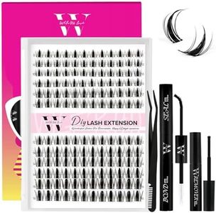 WLFRHD Manga Lash Clusters Kit DIY 144Pcs Fairy Eyelash Clusters Natural Lashes Kit with Anime Lash Clusters Bond and Seal, Remover and Tweezers for Invisible Band Eyelash Extensions Kit(D-Mix8-16mm)