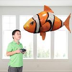 Remote Control Flying Shark Air Swimmers Remote Control Clownfish DIY Plastic RC Inflatable Balloon Party Decoration Animal Toy Children Kids[Orange]