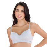 NYKD by Nykaa Breathe Cotton Padded Wireless T-Shirt Bra 3/4th Coverage Bra-NYB198, Grey Melange, 34C, 1N