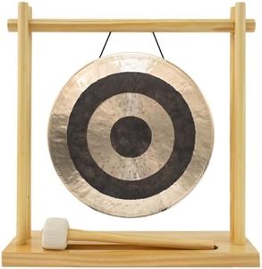 8" to 10" Gongs on My Little Pagoda Gong Stand - 10" Subatomic. Includes Stand, Mallet, & Your Choice of Gong/Perfect Desktop Gong/Sound Healing & Meditation/Bronze Gong/Wooden Stand