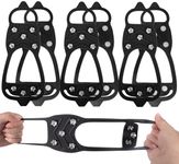 Ice Cleats, Upgrade Universal Gripper Spikes Non Slip Shoe Grips, Snow Cleats, Sfee Crampons Ice Cleats for Shoes and Boots, Ice Cleats Snow Traction Grips, Anti-Slip Crampons for Shoes, Black (L)