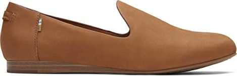 TOMS Women's Darcy Loafer Flat, Tan Leather, 7 UK