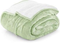 Utopia Bedding Sherpa Blanket Twin Size [Sage Green, 90x66 Inches] - 480GSM Thick Warm Plush Fleece Reversible Blanket for Bed, Sofa, Couch, Camping and Travel