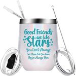 Ficsowy BFF Birthday Gifts for Women Wine Tumbler,Funny Thanksgiving & Gifts of Friendship for Best friend,Sister,Her,Coworker,Wedding,Insulated Double Wall Cup with Sayings(12oz,Glitter White)