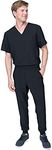 Elements Select ES2946 V-Neck and Jogger Veterinarian Dentist Nursing Scrubs Set for Men (Black, Large)