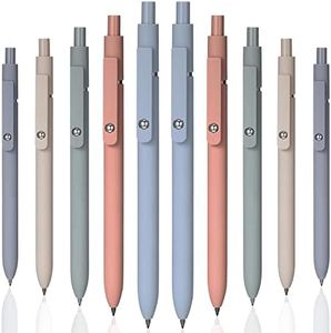 Chinco 10 Pieces Gel Ink Pens Quick Dry Ink Pens Retractable Ink Pens Bulk Rolling Ball Gel Ink Pens Fine Point Smooth Writing Pens 0.5 mm for Office Home, Black Refill(Morandi Colors)