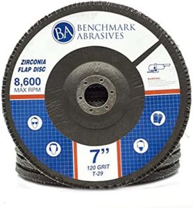 Benchmark Abrasives 7" x 7/8" Premium High Density Jumbo Zirconia Type 29 Flap Discs 4 1/2 for Angle Grinder, Sanding Discs, Finishing - Grinding Wheels 7 Inch (80 Pack) - 120 Grit