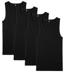 LAPASA 4 Pack Men's Vests Tank Tops Basic Casual Undershirt - Pure Cotton M35 (XL(Ribbed Cotton, Fitted Cut), Black(Ribbed Cotton, Fitted Cut))