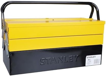 STANLEY 1-94-738 - Caja de herramientas metálica de 5 cajones, Gran volumen de almacenamiento, Dos asas con bisagra, Sistema antipinzamiento, Dimensiones: 47.70 x 25.70 x 22.10 cm