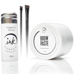 White Brow Paste, [Large 15g Bottle] White Premium Pre-Inked Mapping String [100 Ft Bottle] and 2 Eyebrow Brushes Set for Permanent Makeup and Microblading Brow Shape and Define of Eyebrow and Lips 15 g / 0.5 oz, Eyebrow Henna and Eyebrow Mapping