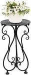 NAKUPE Metal Plant Stand, 17" Tall Heavy Duty Flower Pot Stand, Single Planter Holder for Indoor, Outdoor, Patio, Balcony, Porch, Home Decor for Gardening, Black(1 Pack)