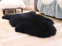 Woolous Black Sheepskin Rug, New Zealand Authentic Large Genuine Natural Fur Fluffy Area Real Sheep Skin Throw Rug for Bedroom Living Room(Single Pelt 2x3ft,Black)