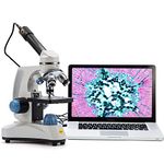 SWIFT Microscopes with Camera for Kids Students Adults Compound Monocular Microscope and Software and Slides, 40X-1000X, Glass Optics, Dual Illumination for School